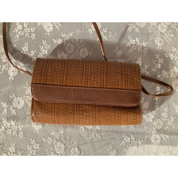 Perry Ellis Purse Vintage 90s Brown Classic Coastal American Old Money - Picture 3 of 8